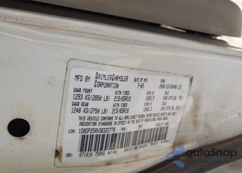 2003 Dodge Caravan Se из США, поврежденный, VIN 1D8GP25RX3B322779